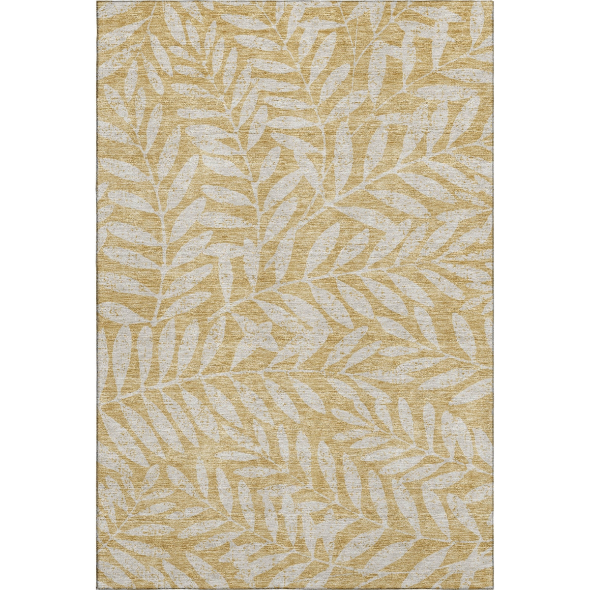 671444 10 x 14 ft. Gold & Ivory Floral Transitional Washable Machine Made Rectangle Area Rug with UV Protection