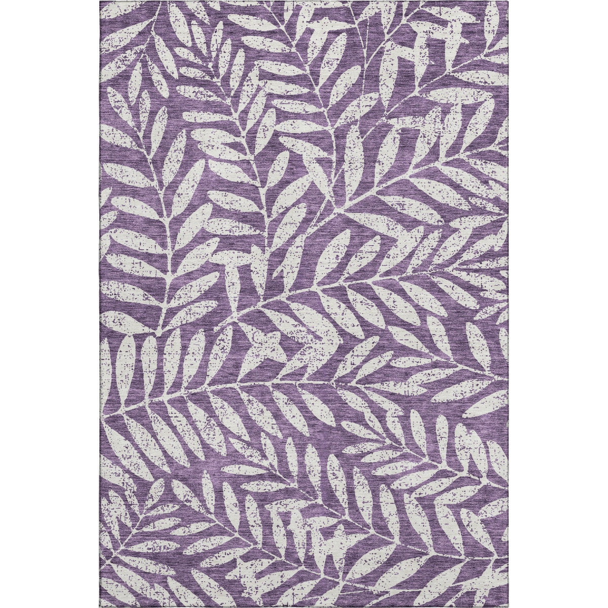 671484 8 x 10 ft. Purple & Ivory Floral Transitional Washable Machine Made Rectangle Area Rug with UV Protection