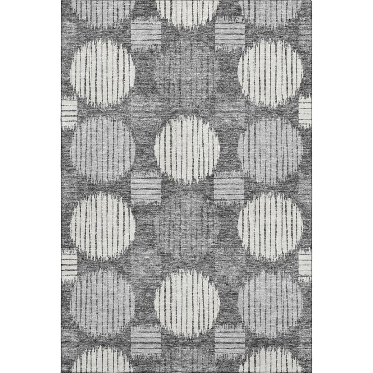 671528 10 x 14 ft. Charcoal & Ivory Geometric Transitional Washable Machine Made Rectangle Area Rug with UV Protection