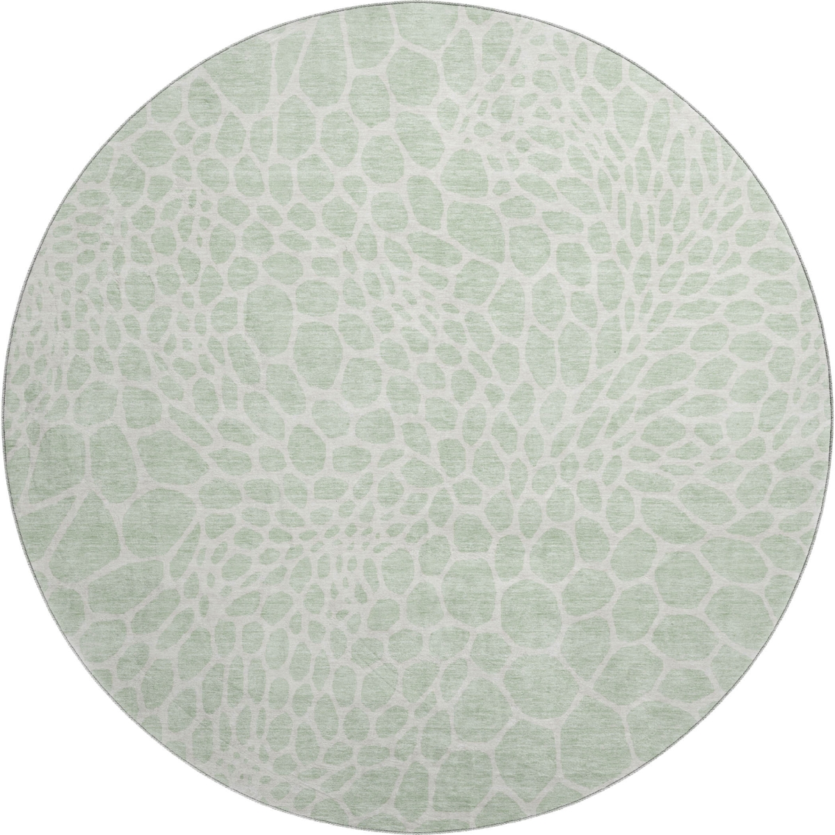 673070 8 ft. Mint Green & Ivory Geometric Transitional Washable Round Area Rug with UV Protection