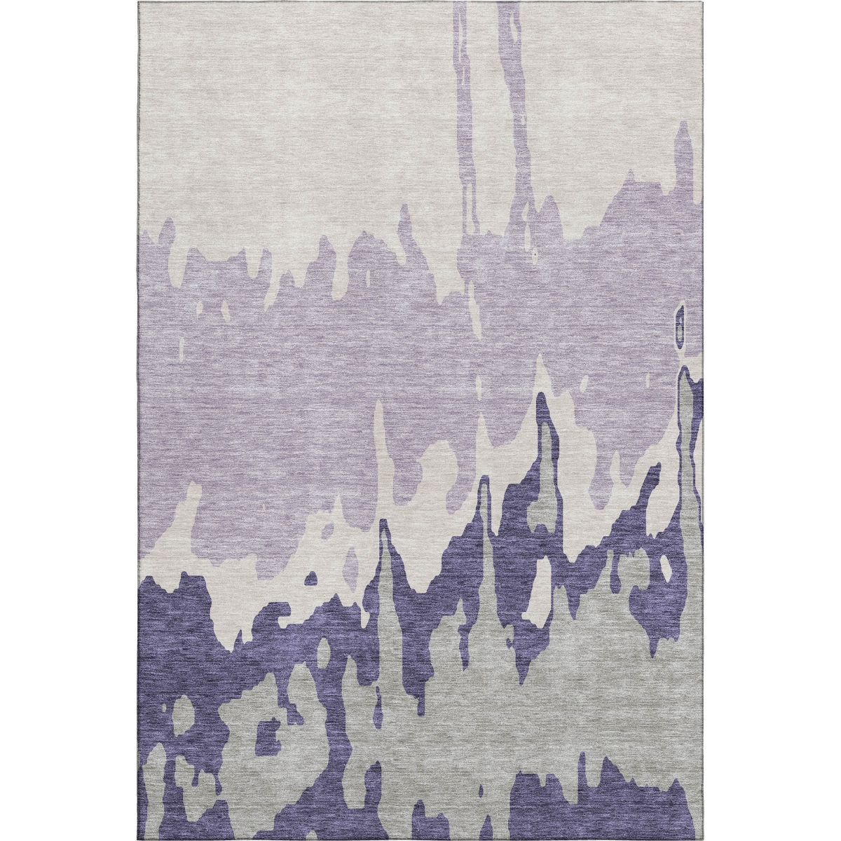 676148 5 x 8 ft. Purple, Ivory & Gray Abstract Transitional Washable Machine Made Rectangle Area Rug with UV Protection