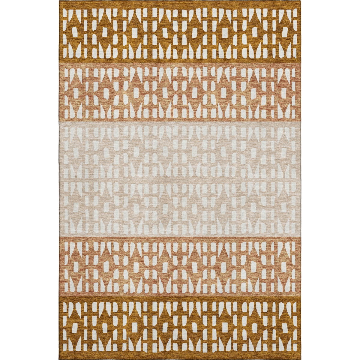 676356 10 x 14 ft. Rust & Ivory Geometric Transitional Washable Machine Made Rectangle Area Rug with UV Protection