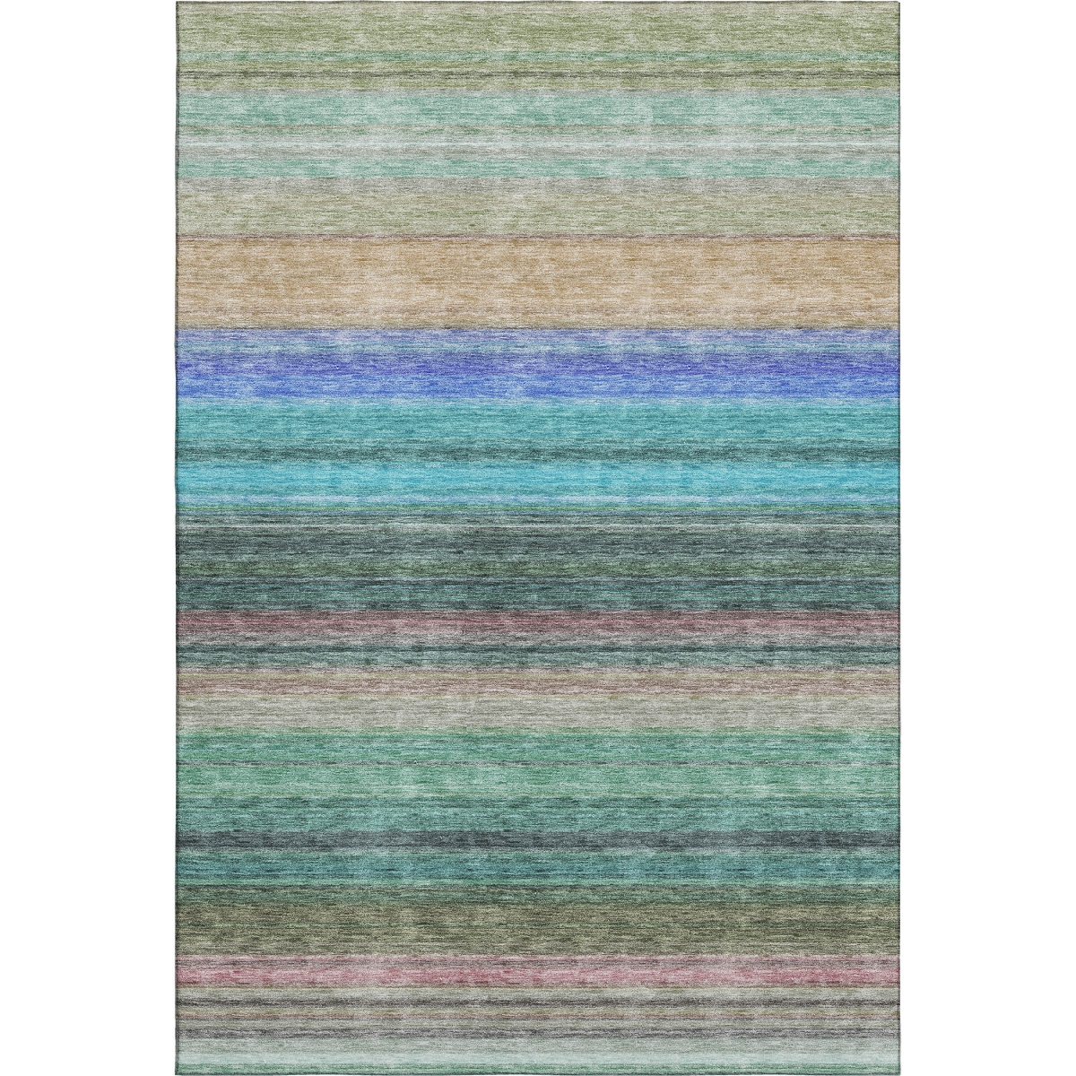 677327 10 x 14 ft. Sage Teal & Lavender Striped Washable Machine Made Rectangle Area Rug with UV Protection