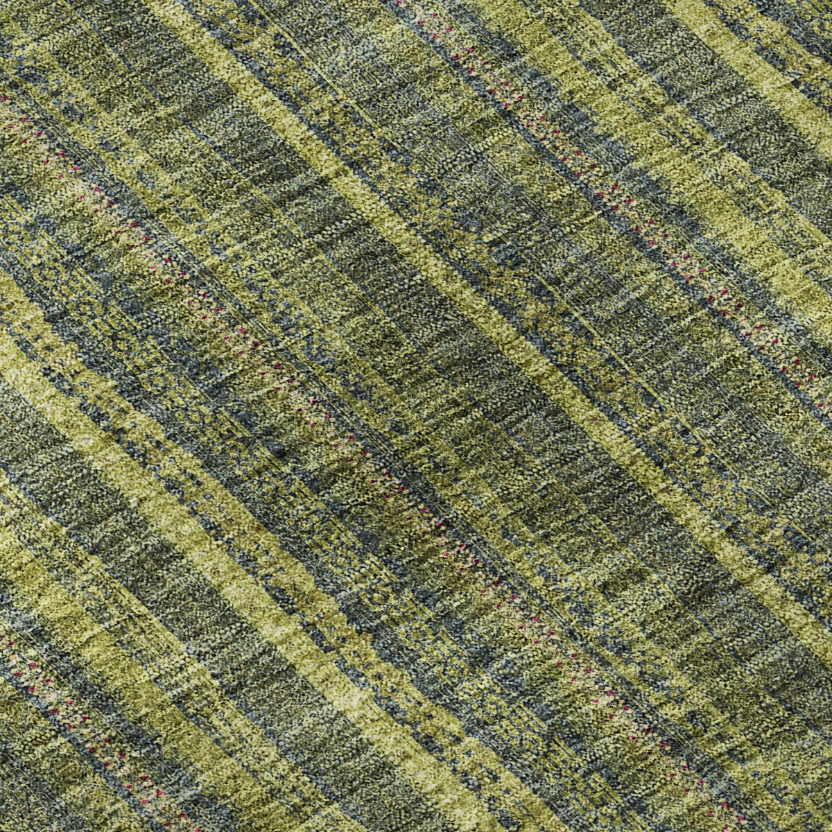 677557 5 x 8 ft. Olive Green & Navy Blue Striped Washable Machine Made Rectangle Area Rug with UV Protection