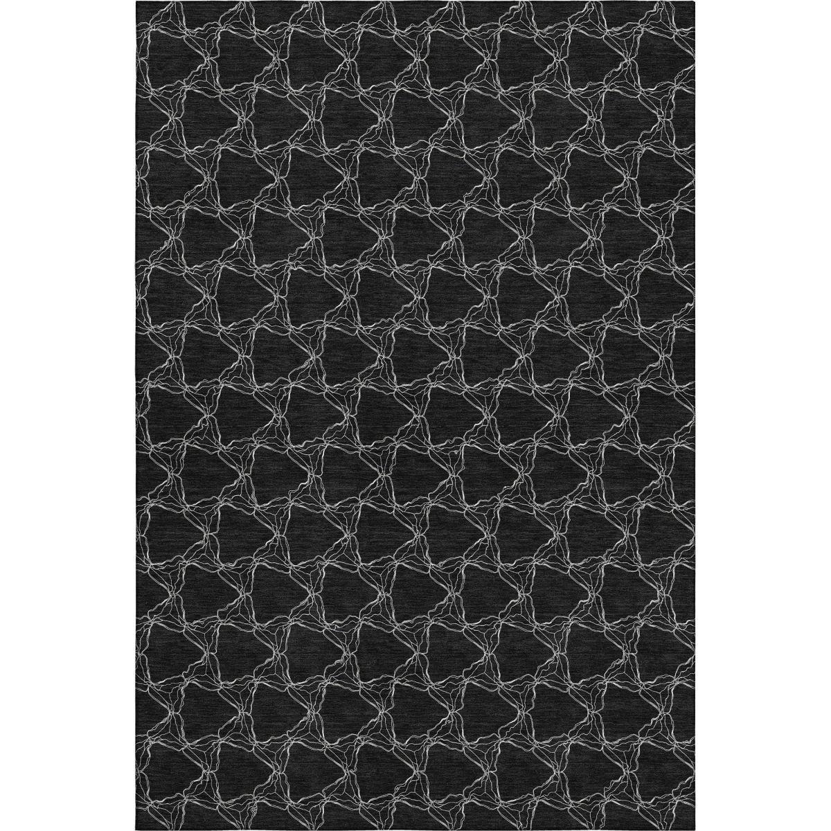 676044 10 x 14 ft. Black & Ivory Geometric Transitional Washable Machine Made Rectangle Area Rug with UV Protection