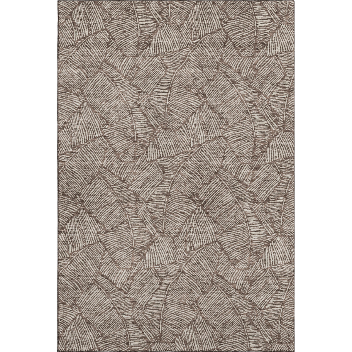 672589 5 x 8 ft. Brown & Beige Floral Transitional Washable Machine Made Rectangle Area Rug with UV Protection