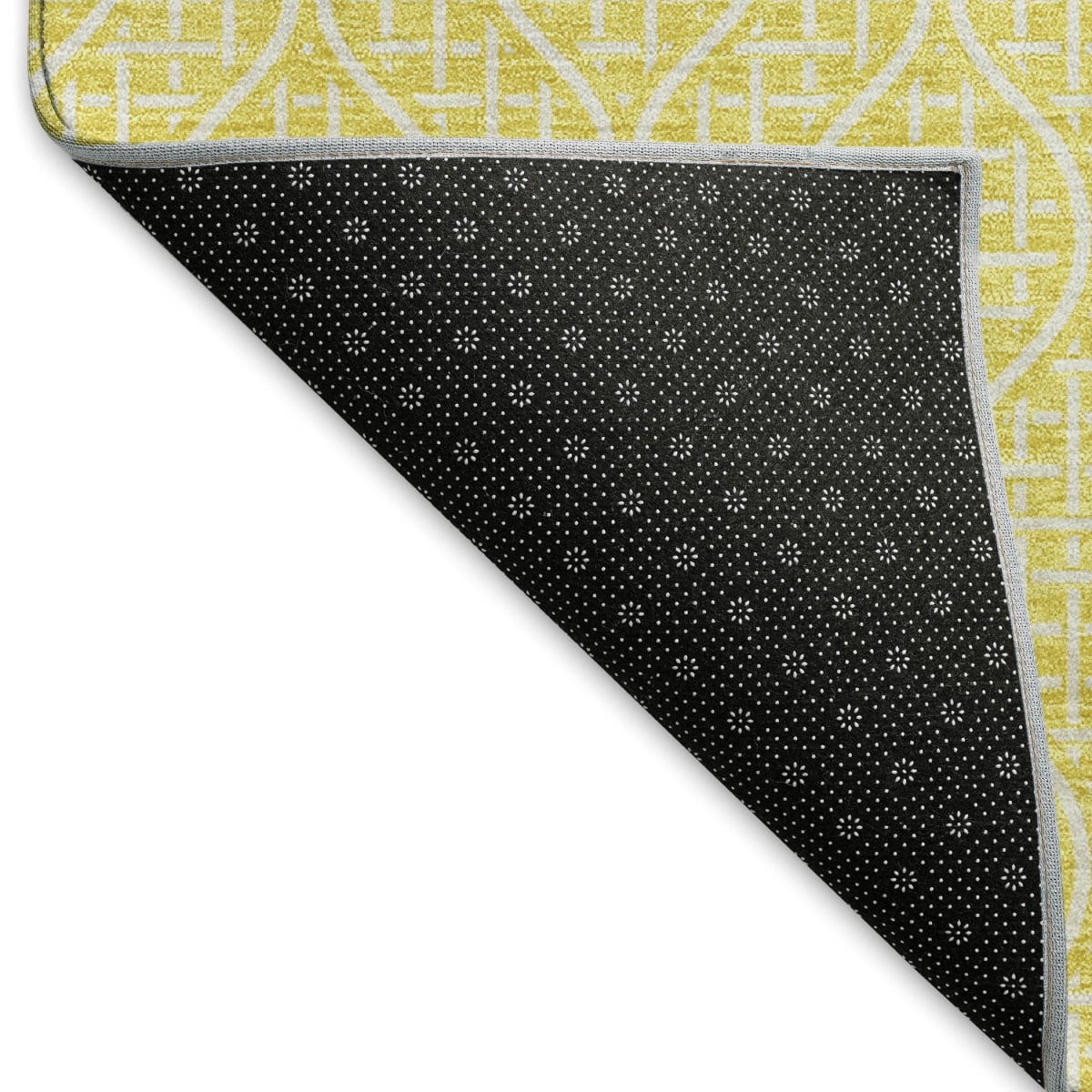 673677 5 x 8 ft. Yellow & Ivory Geometric Transitional Washable Machine Made Rectangle Area Rug with UV Protection