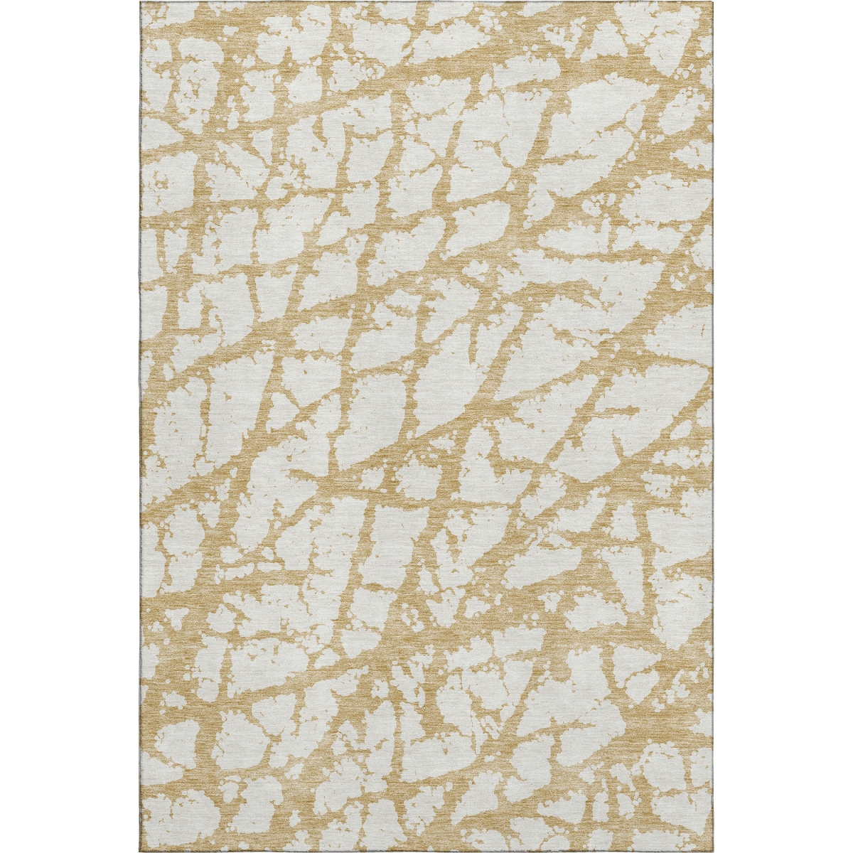 676834 8 x 10 ft. Gold & Ivory Abstract Transitional Washable Machine Made Rectangle Area Rug with UV Protection