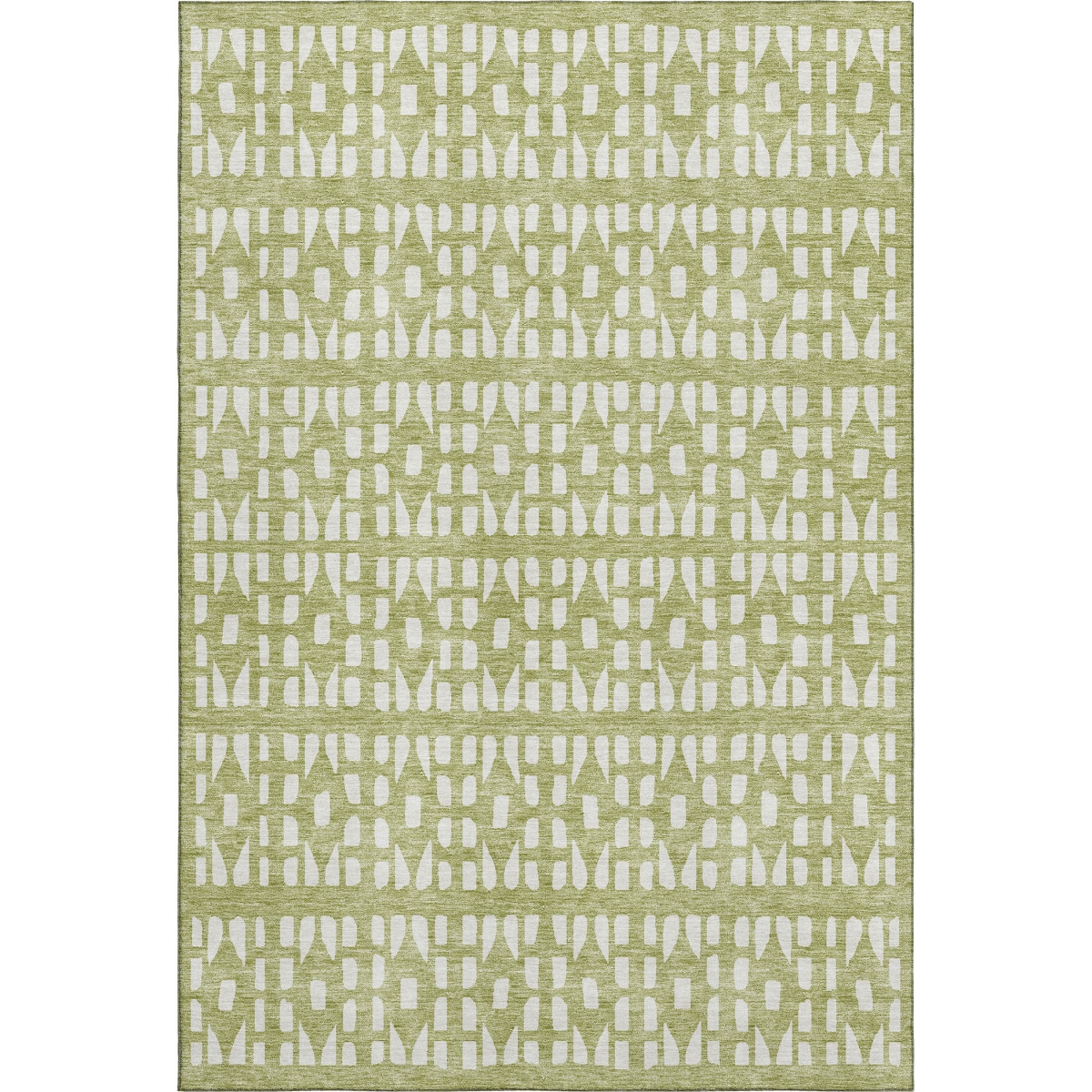 676241 9 x 12 ft. Artichoke Green & Ivory Geometric Transitional Washable Machine Made Rectangle Area Rug with UV Protection