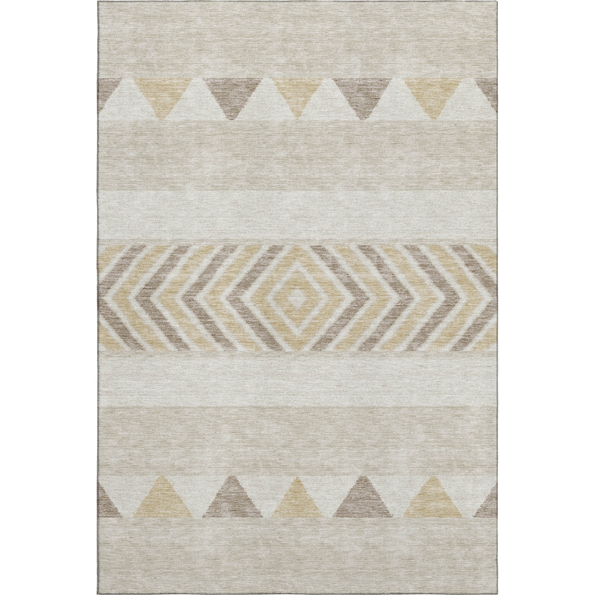 676372 8 x 10 ft. Beige, Ivory & Tan Southwestern Washable Machine Made Rectangle Area Rug with UV Protection