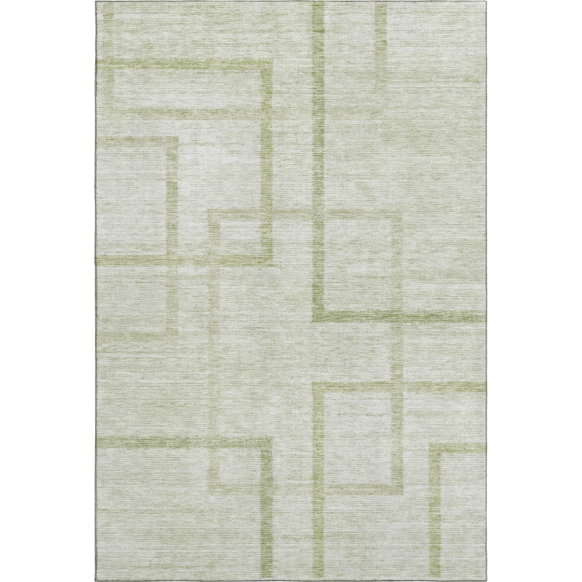 666735 10 x 14 ft. Artichoke Green & Gray Geometric Transitional Washable Machine Made Rectangle Area Rug with UV Protection
