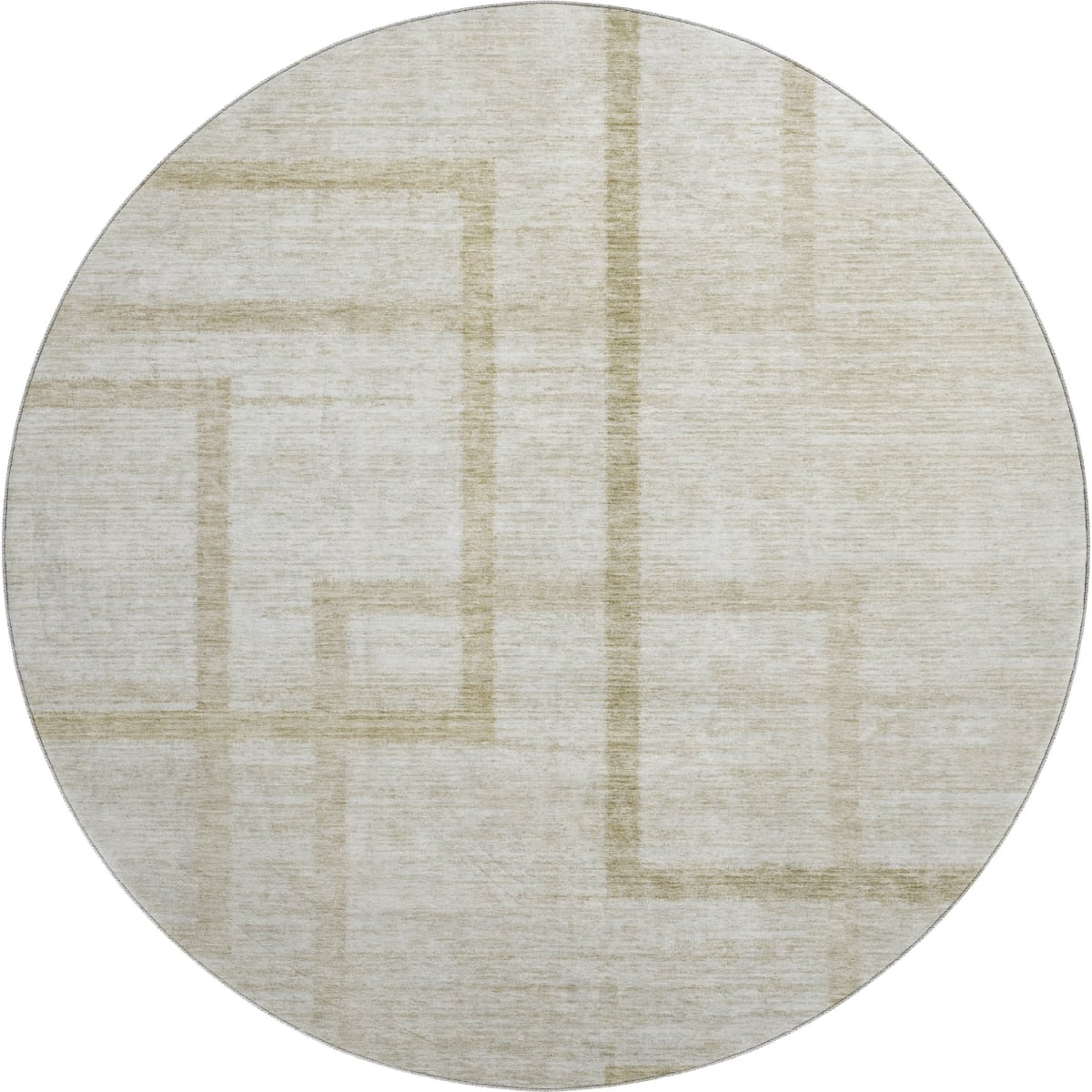 666738 8 ft. Beige & Taupe Geometric Transitional Washable Round Area Rug with UV Protection