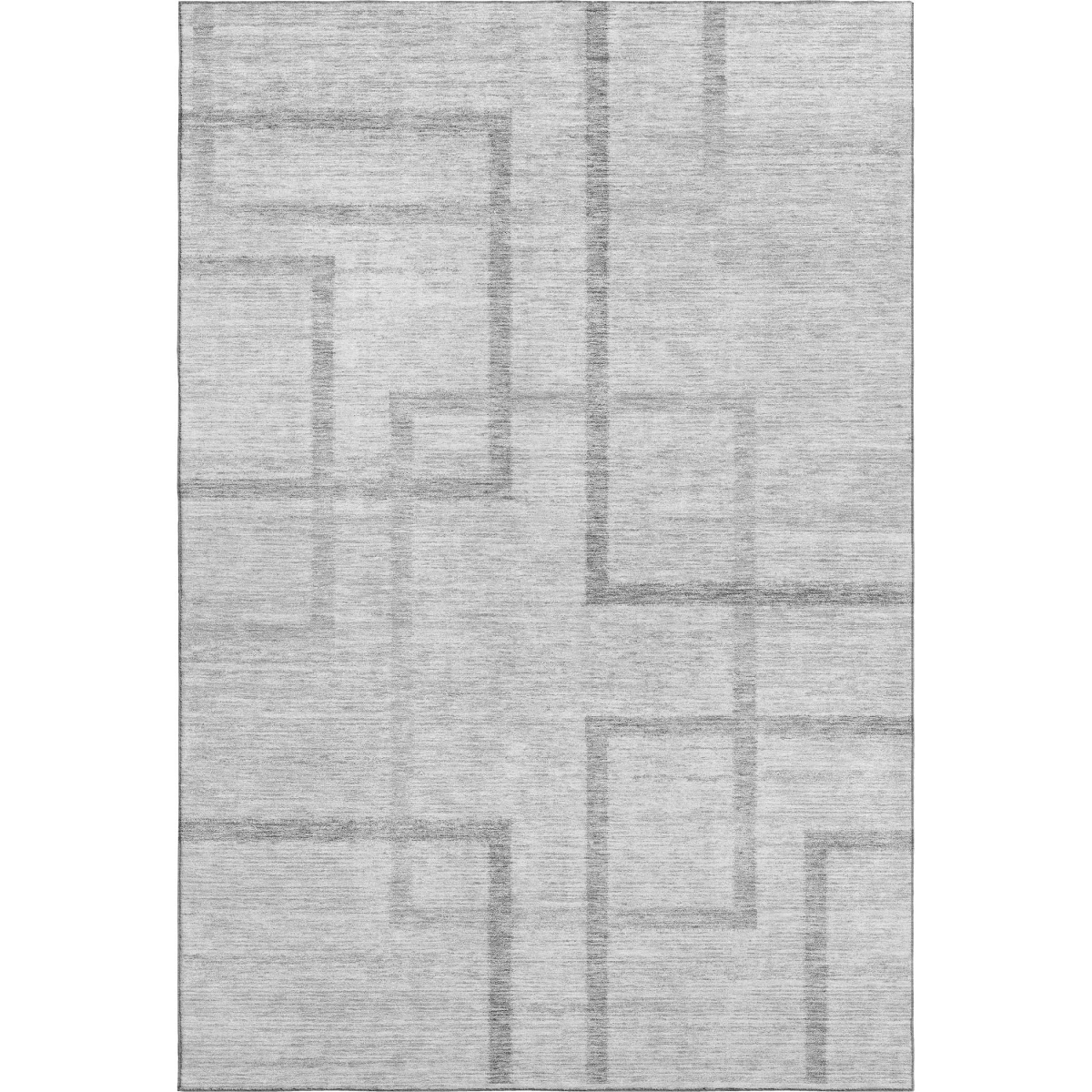 666751 8 x 10 ft. Gray & Silver Geometric Transitional Washable Machine Made Rectangle Area Rug with UV Protection