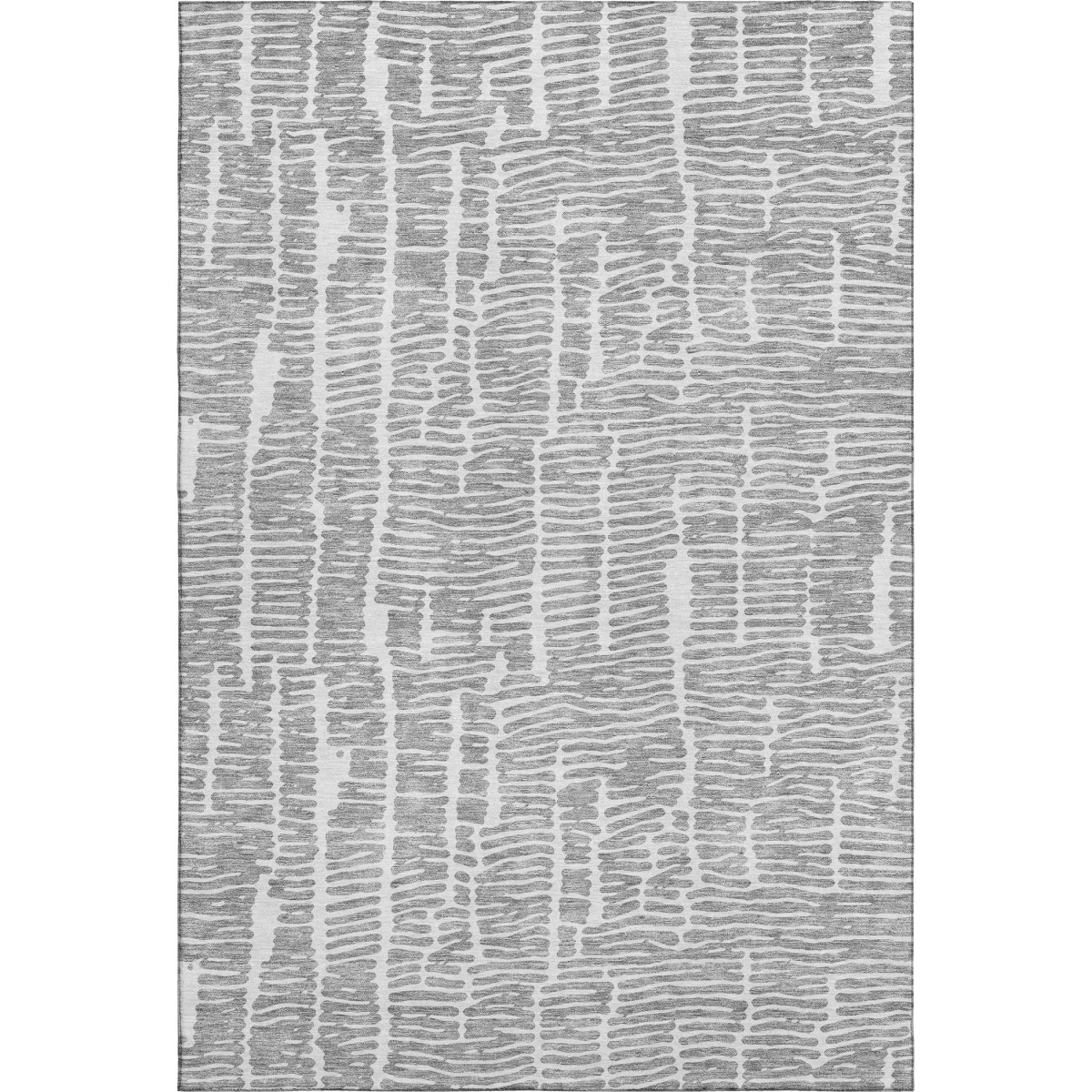 666858 8 x 10 ft. Gray & Ivory Vermicular Washable Machine Made Rectangle Area Rug with UV Protection