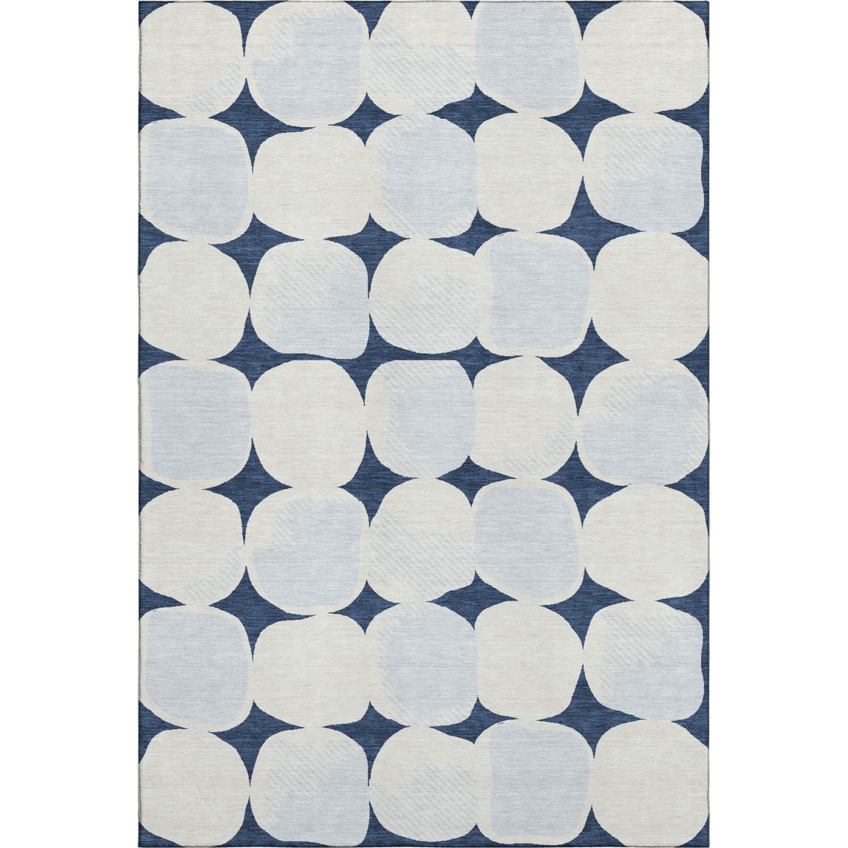 669214 8 x 10 ft. Navy Blue & Ivory Abstract Geometric Transitional Washable Machine Made Rectangle Area Rug with UV Protection