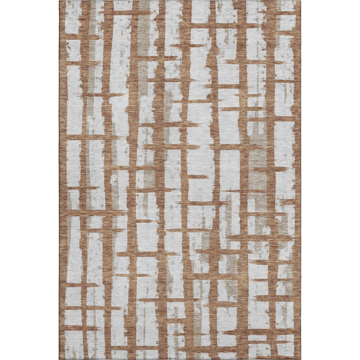 669389 9 x 12 ft. Rust & Beige Striped Transitional Washable Machine Made Rectangle Area Rug with UV Protection
