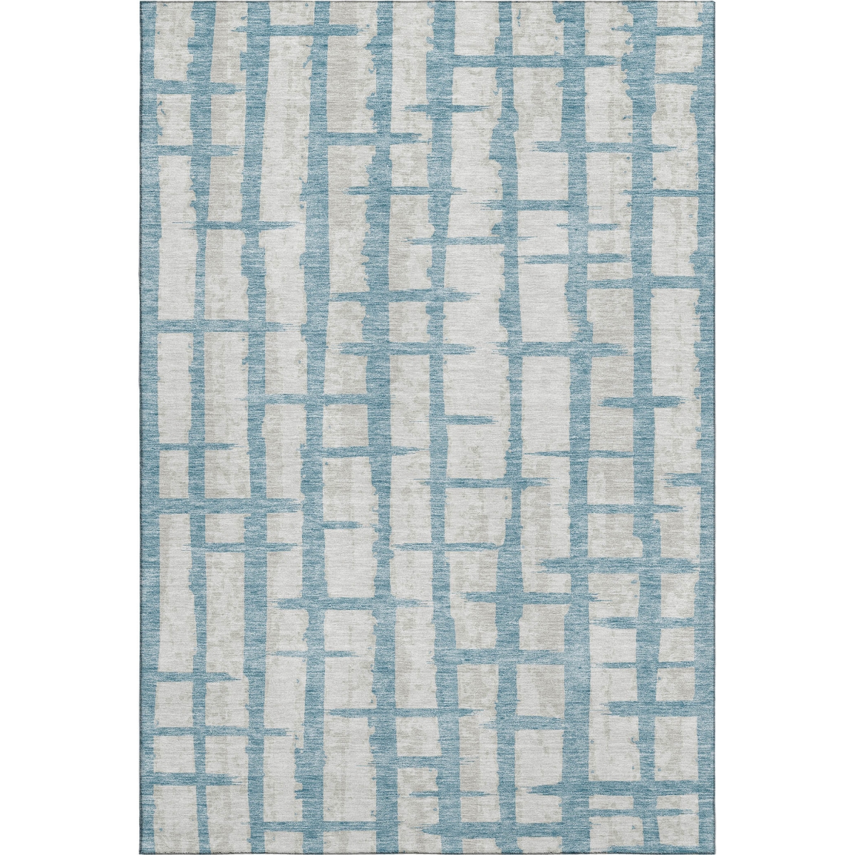 669398 5 x 8 ft. Sky Blue & Beige Striped Washable Machine Made Rectangle Area Rug with UV Protection