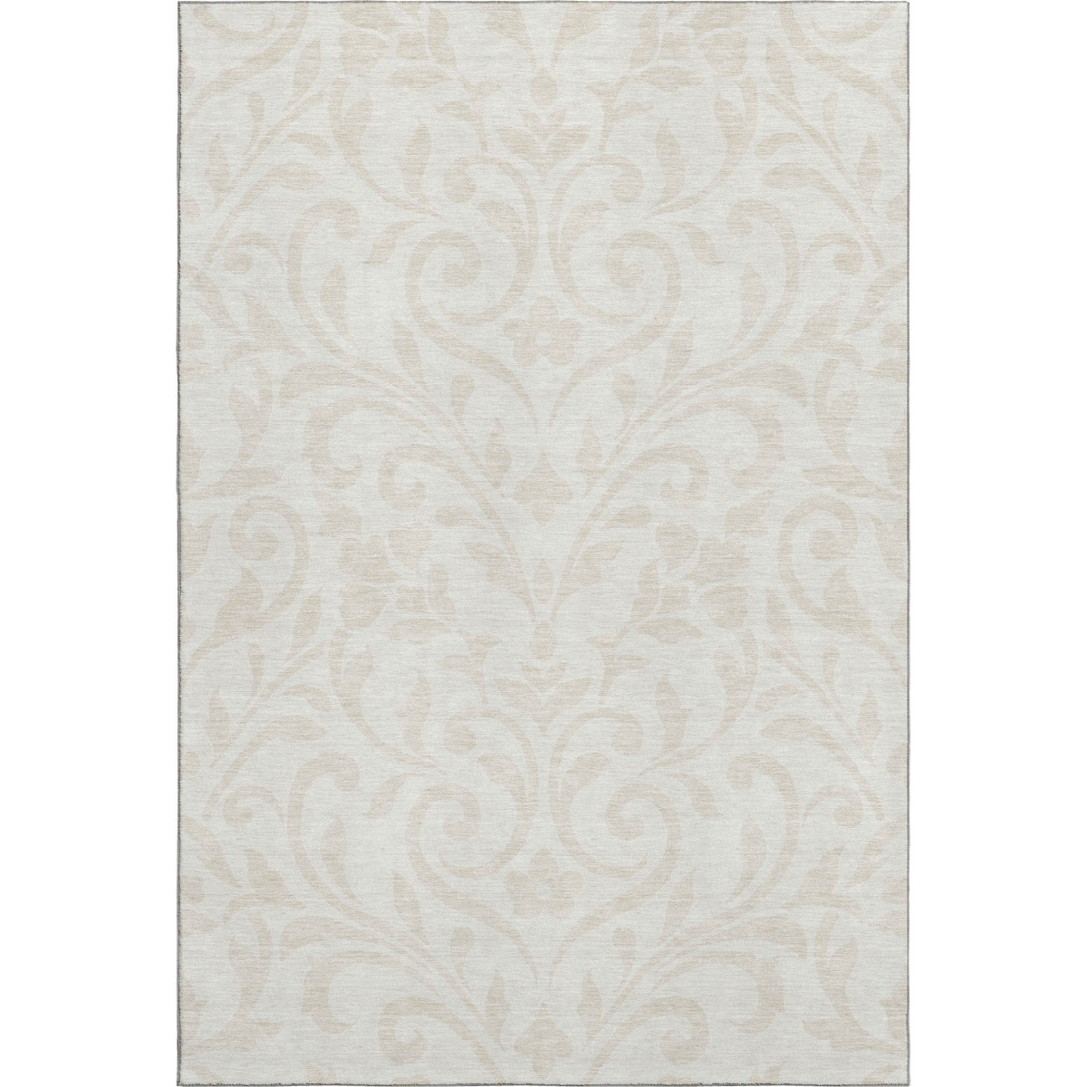 669616 8 x 10 ft. Ivory & Beige Floral Transitional Washable Machine Made Rectangle Area Rug with UV Protection