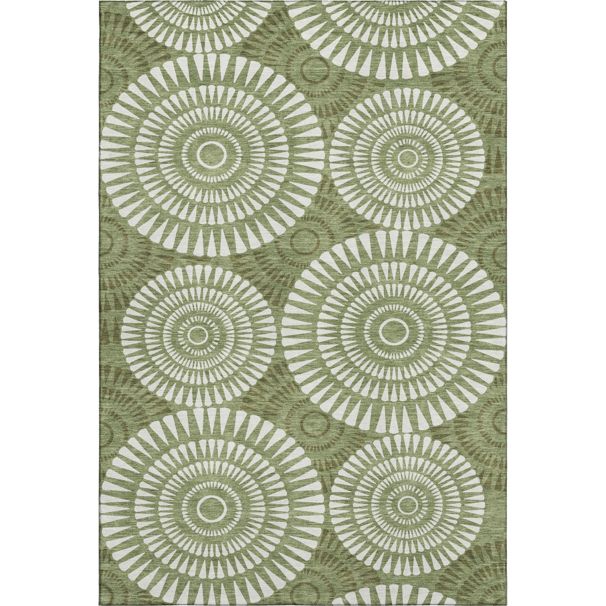 669791 8 x 10 ft. Green & Ivory Geometric Transitional Washable Machine Made Rectangle Area Rug with UV Protection