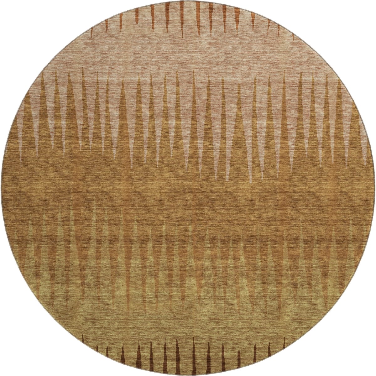 670408 8 ft. Rust Copper & Beige Striped Washable Round Area Rug with UV Protection