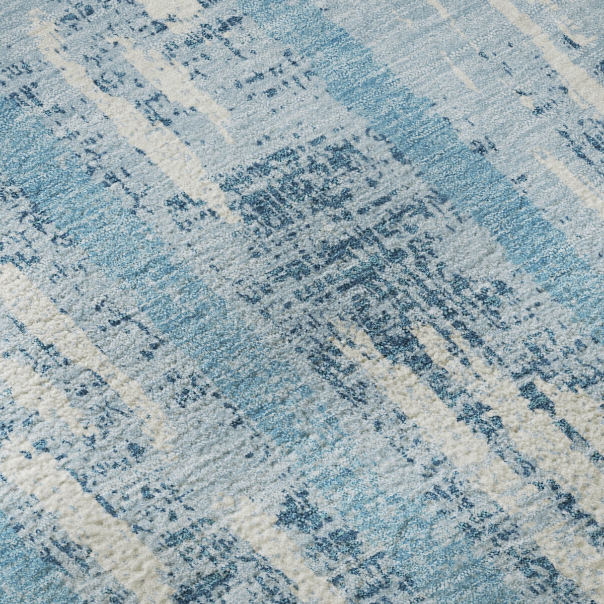 670933 9 x 12 ft. Sky Blue & Ivory Striped Transitional Washable Machine Made Rectangle Area Rug with UV Protection