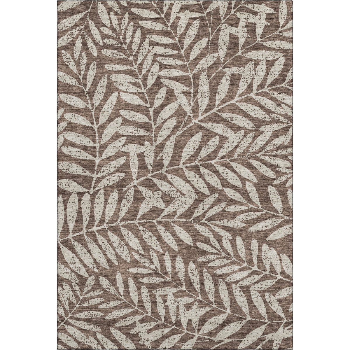 671437 9 x 12 ft. Brown & Beige Floral Transitional Washable Machine Made Rectangle Area Rug with UV Protection