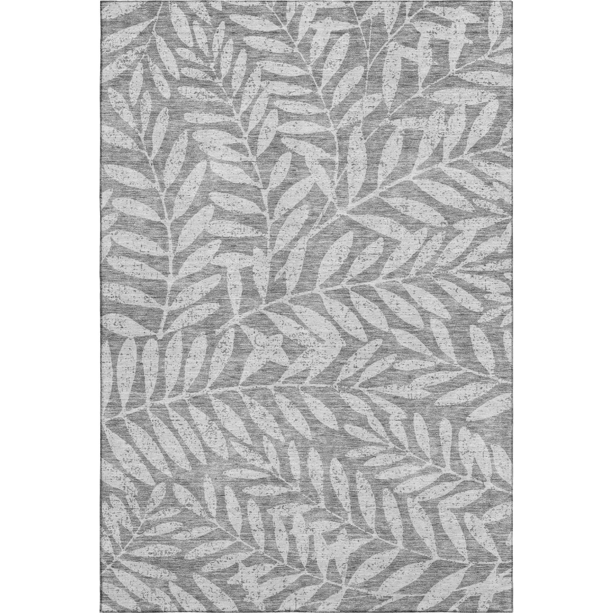 671446 5 x 8 ft. Gray & Silver Floral Transitional Washable Machine Made Rectangle Area Rug with UV Protection