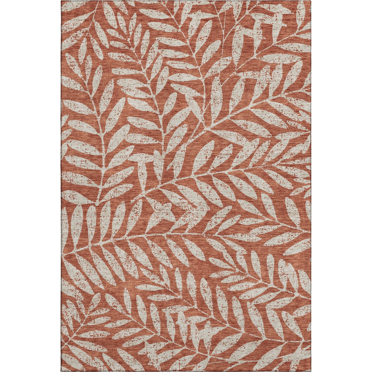 671480 10 x 14 ft. Rust & Beige Floral Transitional Washable Machine Made Rectangle Area Rug with UV Protection