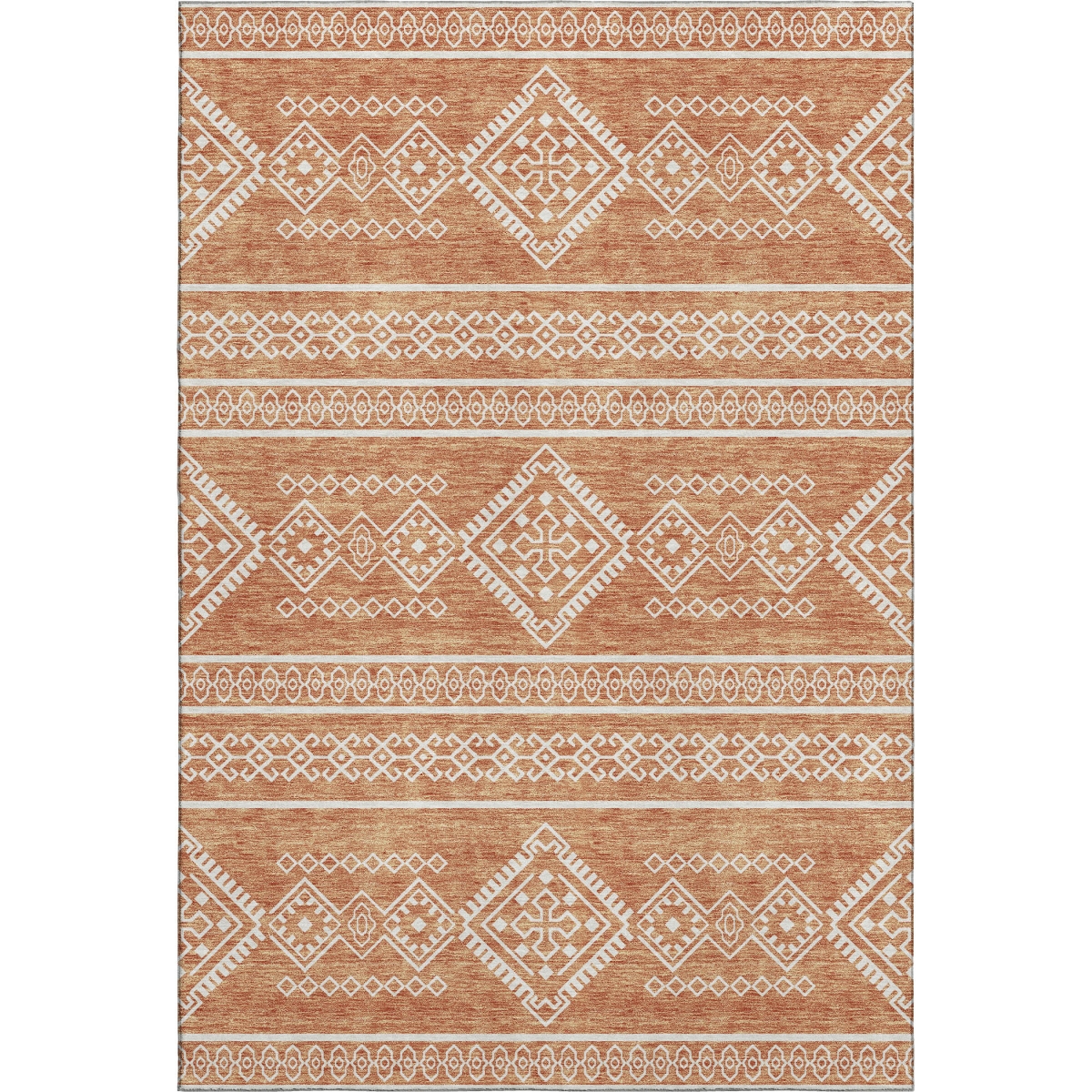 671611 9 x 12 ft. Copper & Ivory Southwestern Transitional Washable Machine Made Rectangle Area Rug with UV Protection