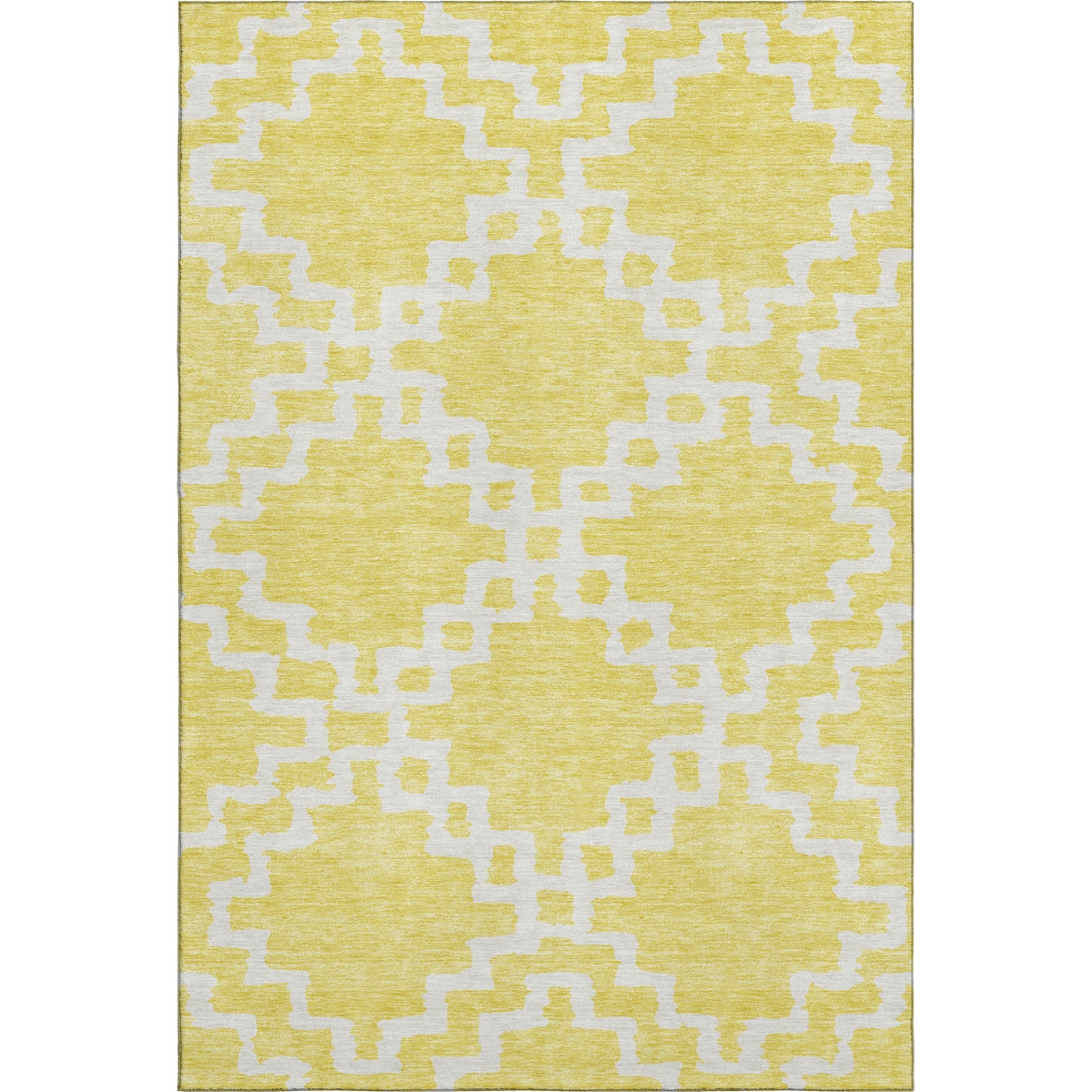 671761 9 x 12 ft. Yellow & Ivory Abstract Geometric Washable Machine Made Rectangle Area Rug with UV Protection