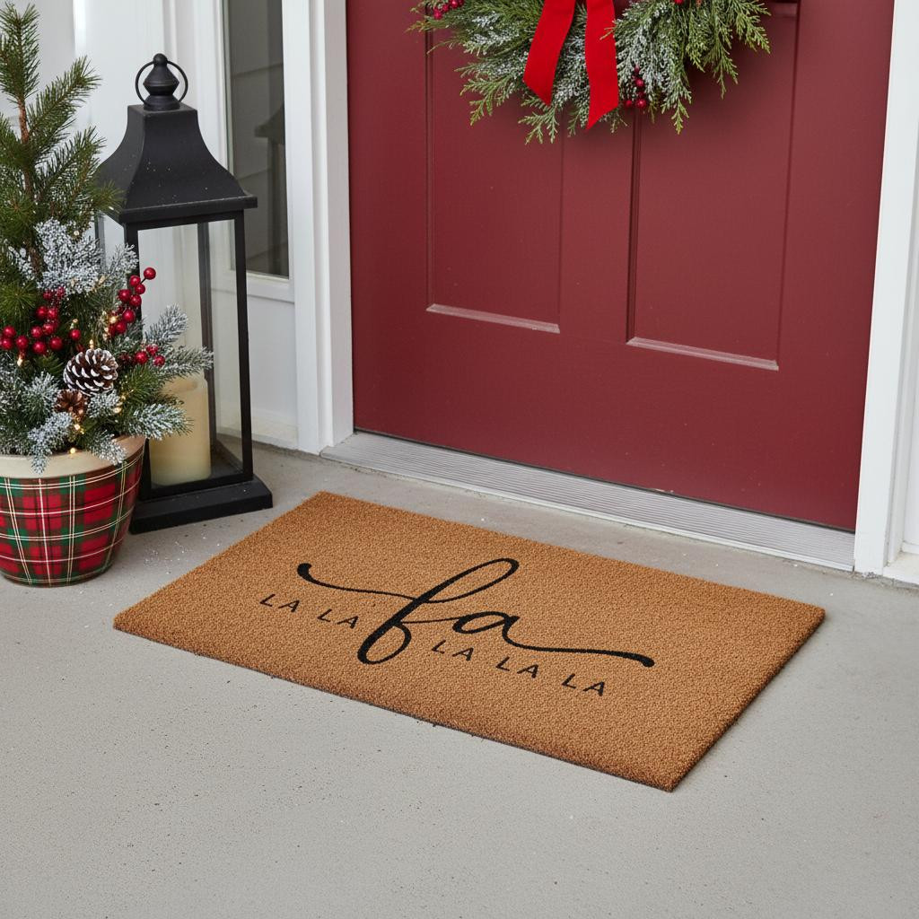 654464 24 x 36 x 0.60 in. Brown & Black Christmas Outdoor Coir Door Mat