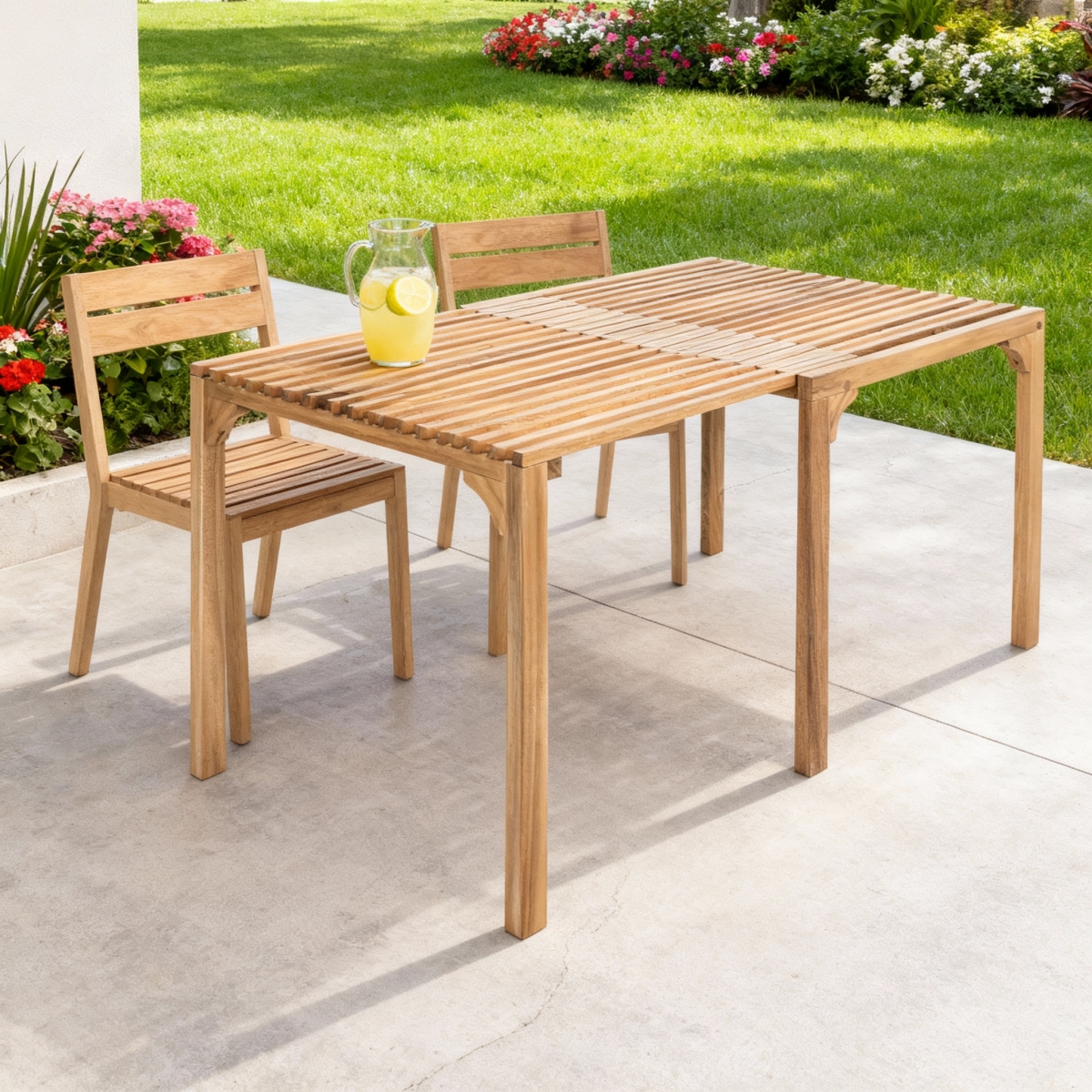 667667 29.90 x 60 x 34 in. Natural Solid Wood Extendable Outdoor Dining Table
