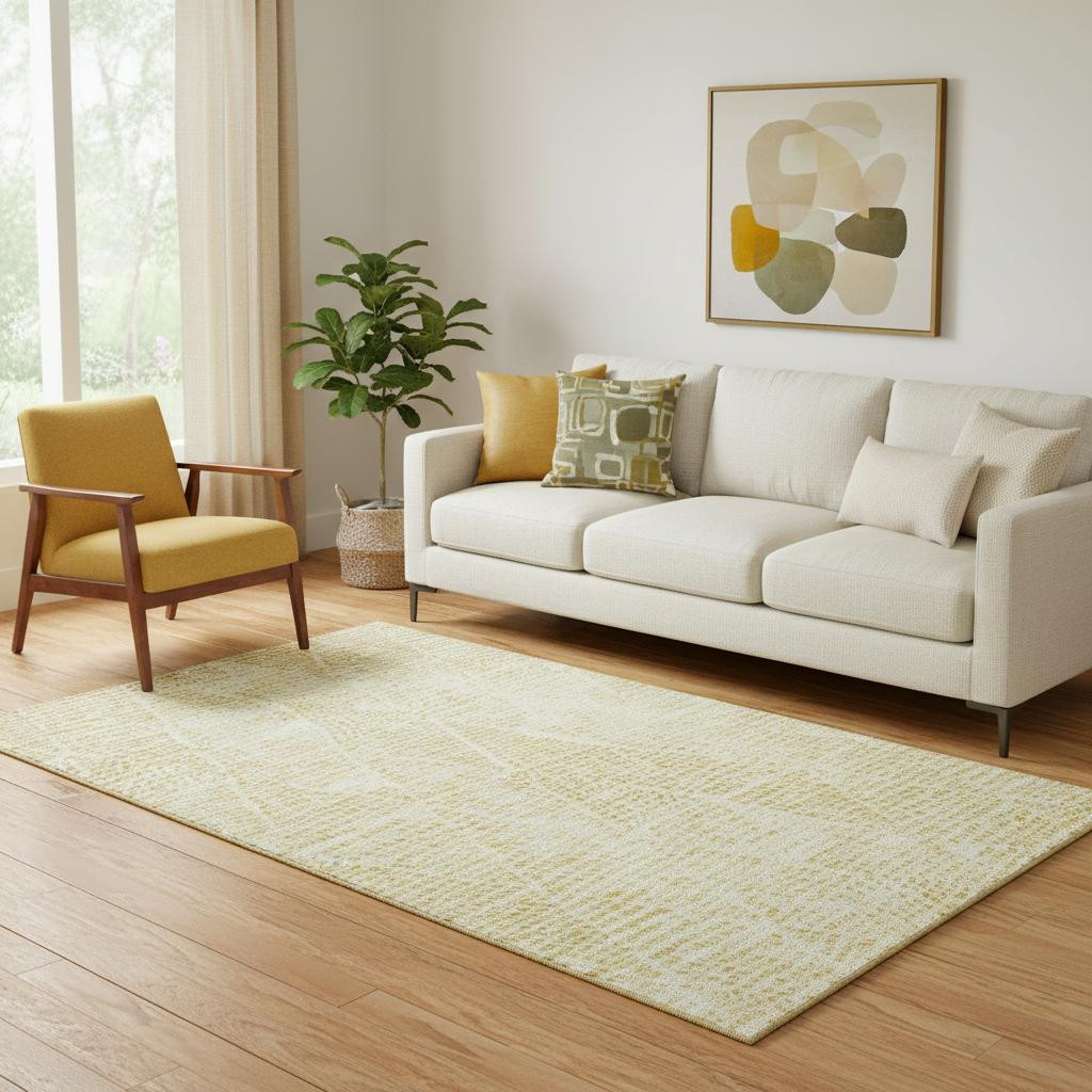 650622 5 x 8 ft. Wheat & Ivory Diamond Washable Machine Made Rectangle Area Rug with UV Protection