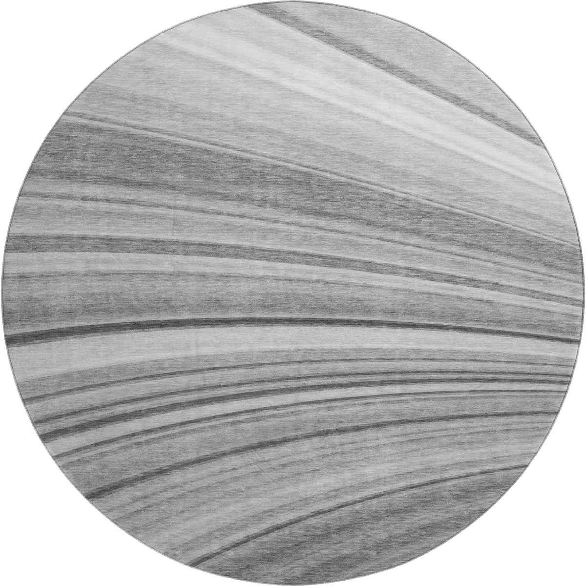 650347 8 ft. Gray & Ivory Abstract Transitional Washable Round Area Rug with UV Protection