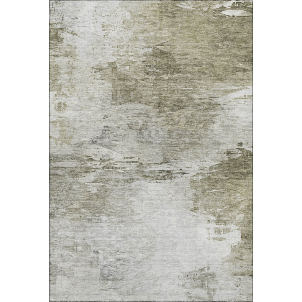 650750 8 x 10 ft. Taupe & Ivory Abstract Transitional Washable Machine Made Rectangle Area Rug with UV Protection