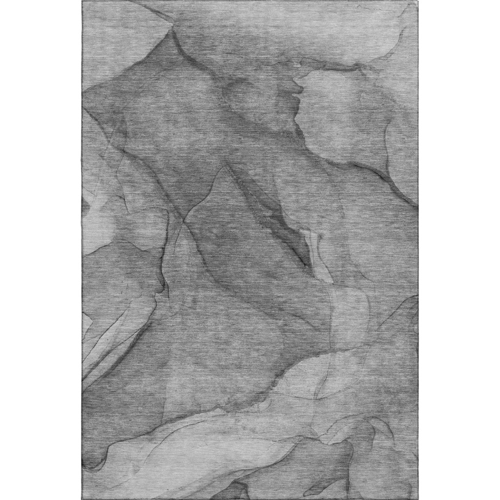 651104 8 x 10 ft. Gray & Ivory Abstract Transitional Washable Machine Made Rectangle Area Rug with UV Protection