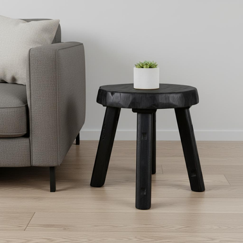 659062 18.50 x 22.50 x 21.75 in. Black Solid Wood Round End Table