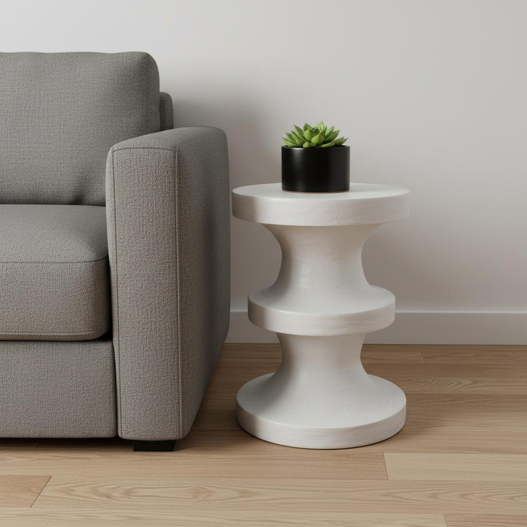 659068 21.50 x 16 x 16 in. White Wood Round End Table