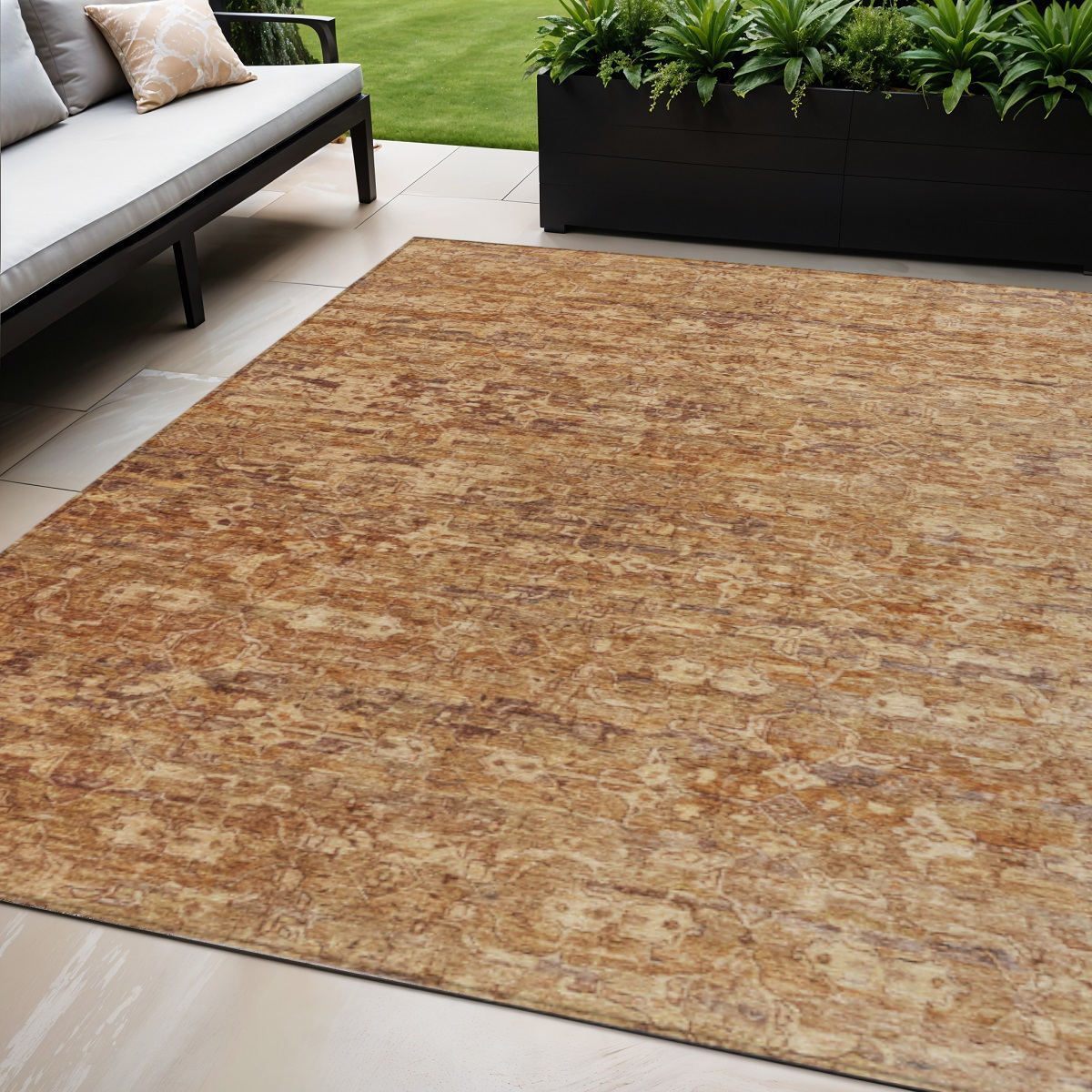 659367 5 x 8 ft. Chili Red & Brown Ikat Washable Transitional Indoor & Outdoor Rectangle Area Rug