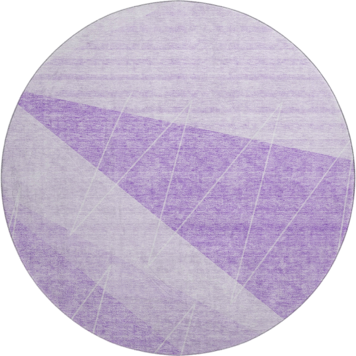 657026 8 ft. Lavender & Ivory Geometric Transitional Washable Round Area Rug with UV Protection
