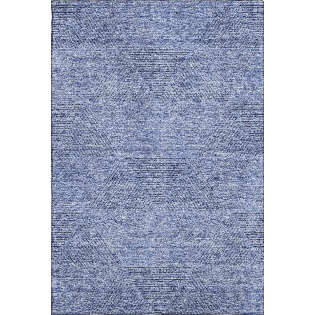664839 9 x 12 ft. Blue & Gray Geometric Washable Machine Made Rectangle Area Rug with UV Protection