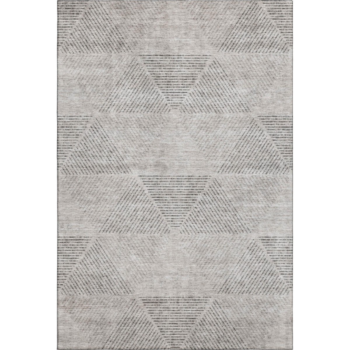 664878 5 x 8 ft. Taupe & Ivory Geometric Transitional Washable Machine Made Rectangle Area Rug with UV Protection