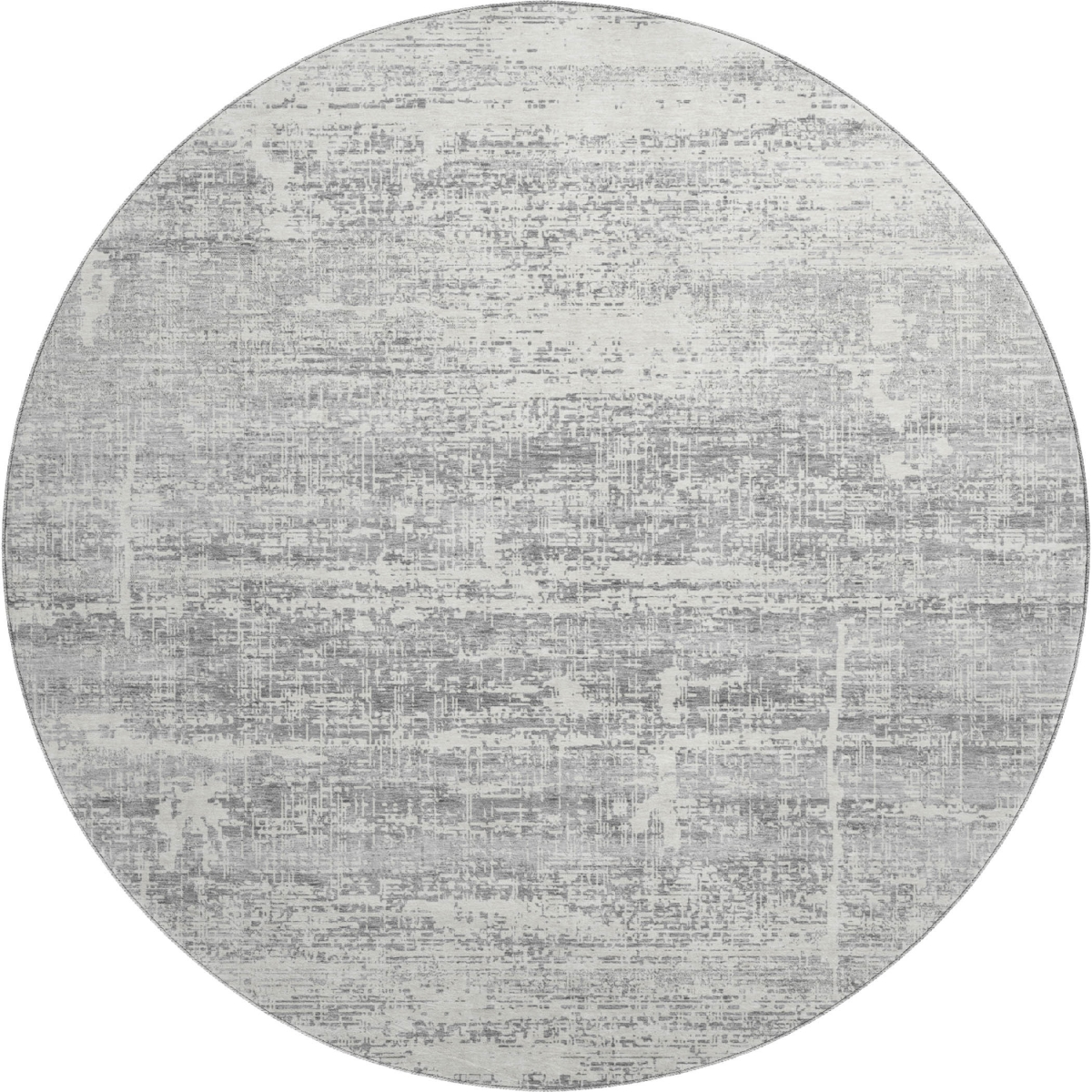 662948 8 ft. Silver & Gray Abstract Transitional Washable Round Area Rug with UV Protection