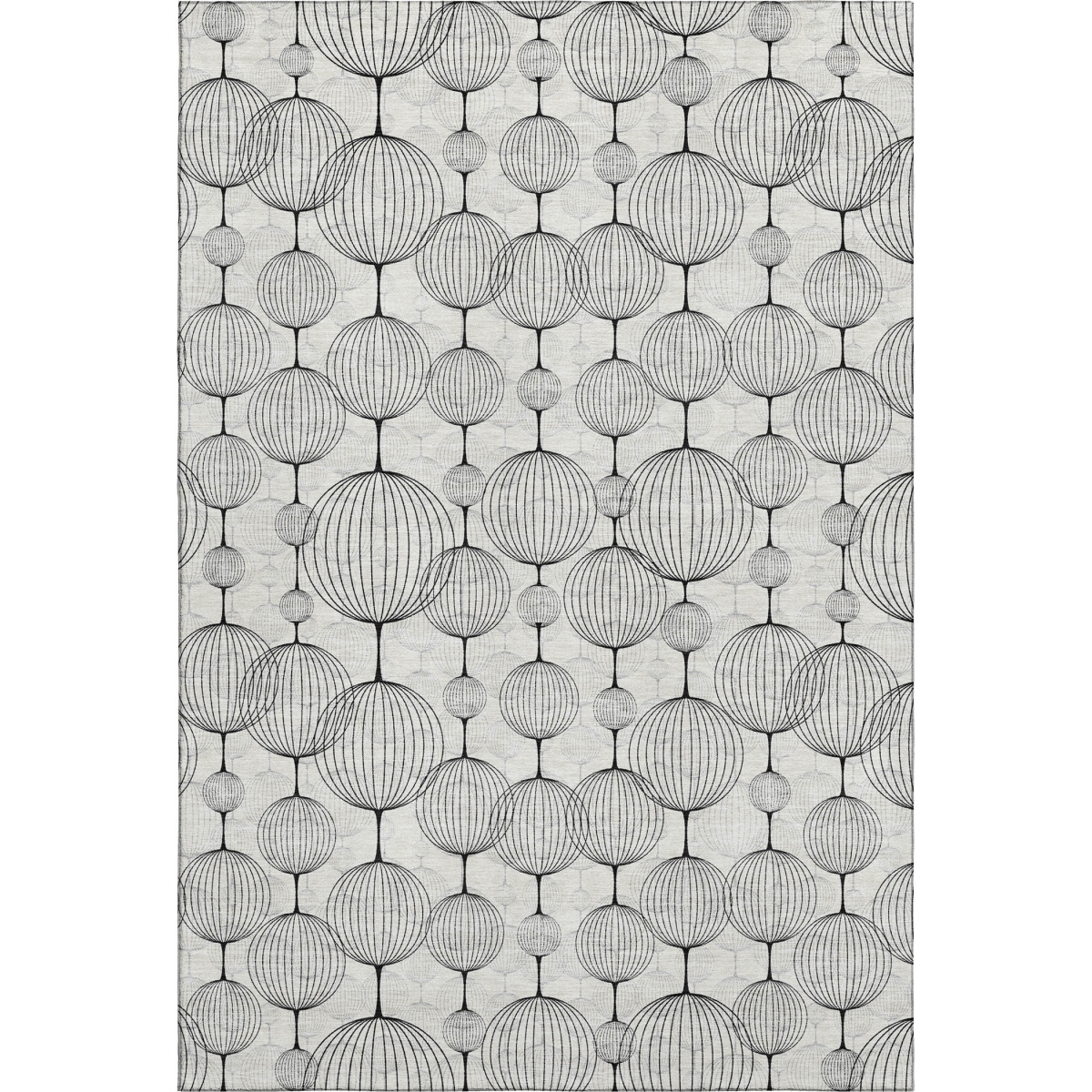 661895 5 x 8 ft. Graphite & Silver Geometric Transitional Washable Machine Made Rectangle Area Rug with UV Protection