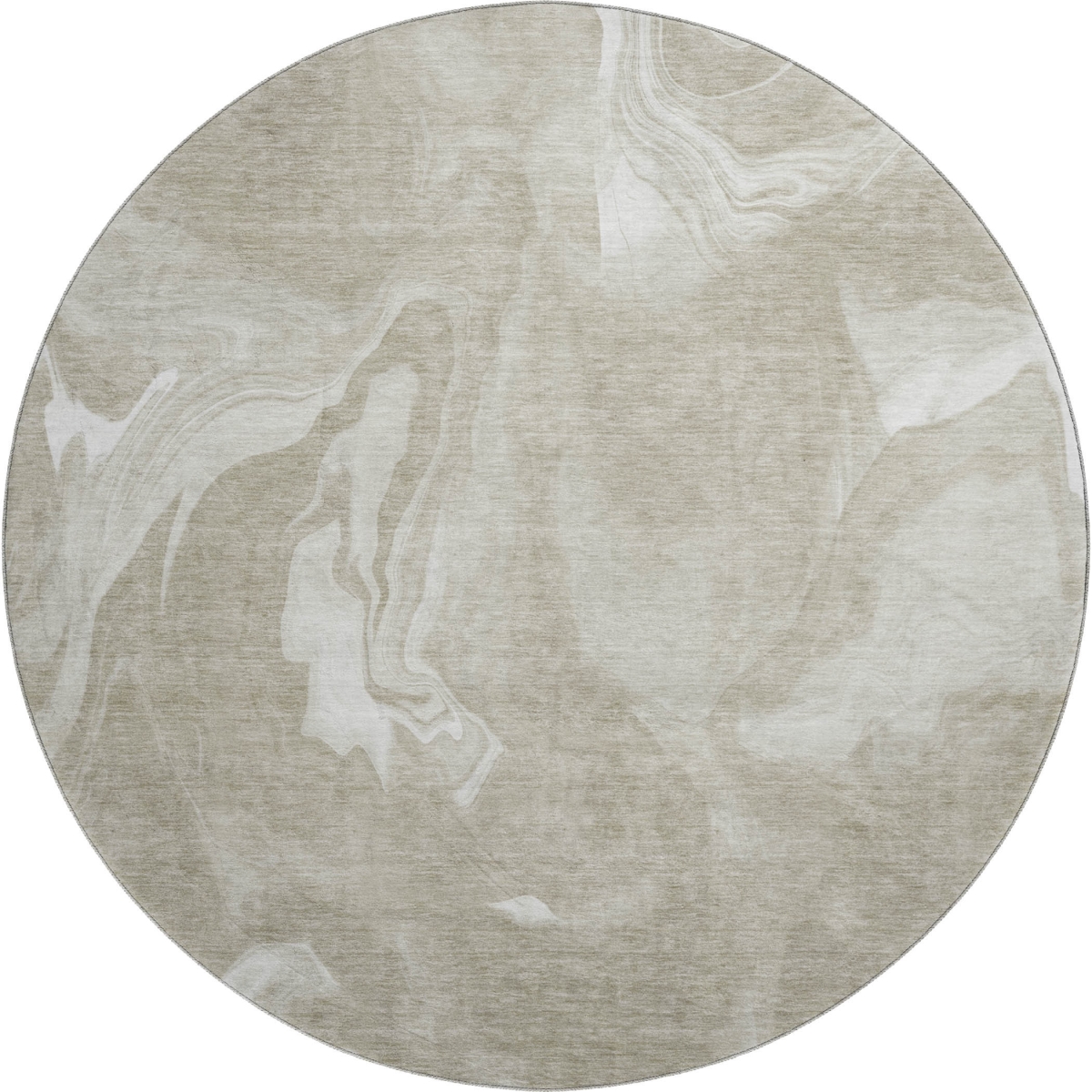 665846 8 ft. Taupe & Ivory Abstract Transitional Washable Round Area Rug with UV Protection