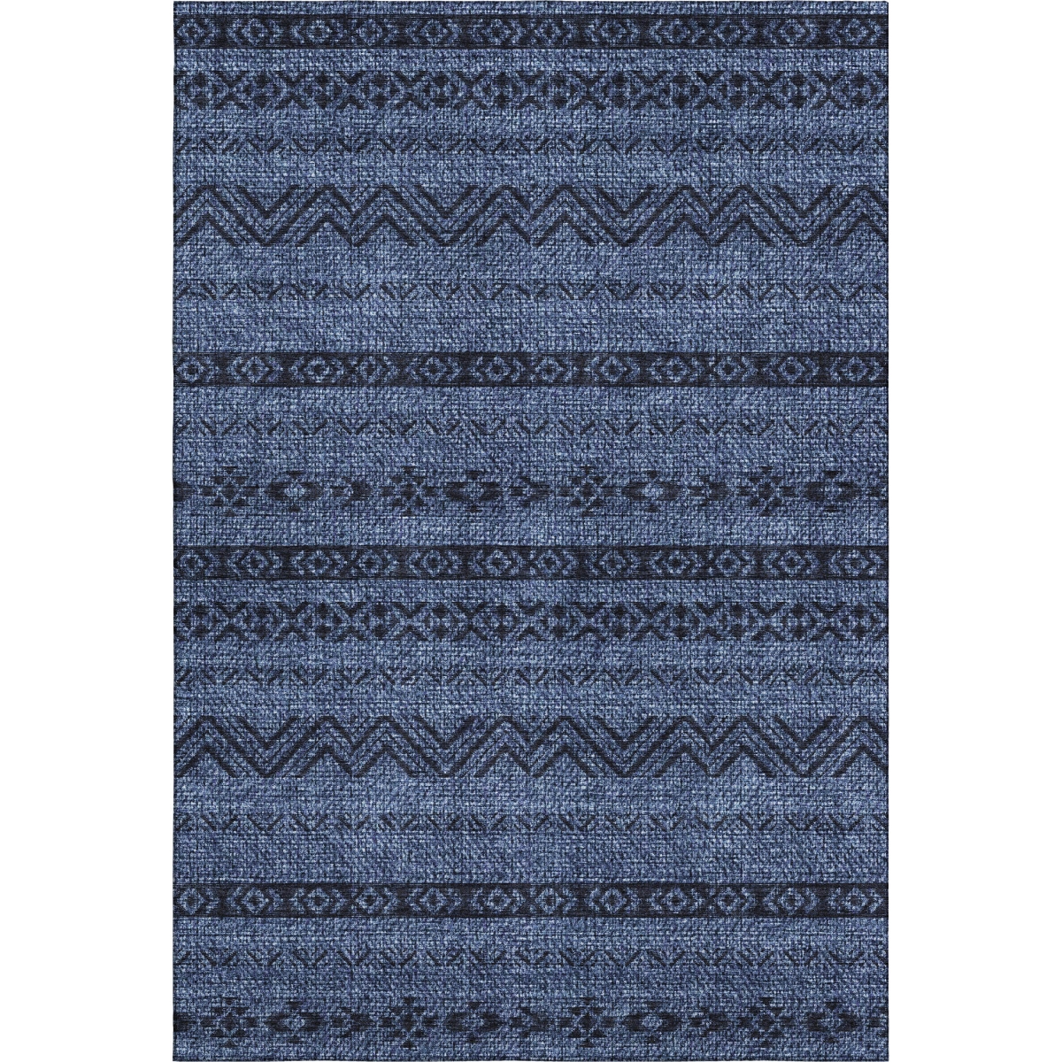 665907 8 x 10 ft. Navy Blue & Gray Southwestern Transitional Washable Machine Made Rectangle Area Rug with UV Protection