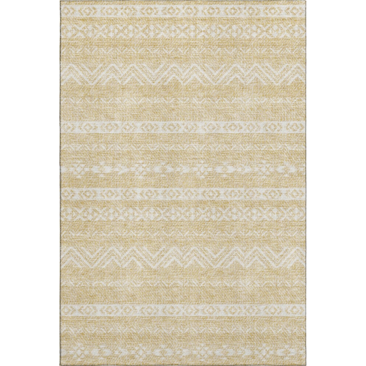 665890 9 x 12 ft. Gold & Beige Southwestern Washable Machine Made Rectangle Area Rug with UV Protection