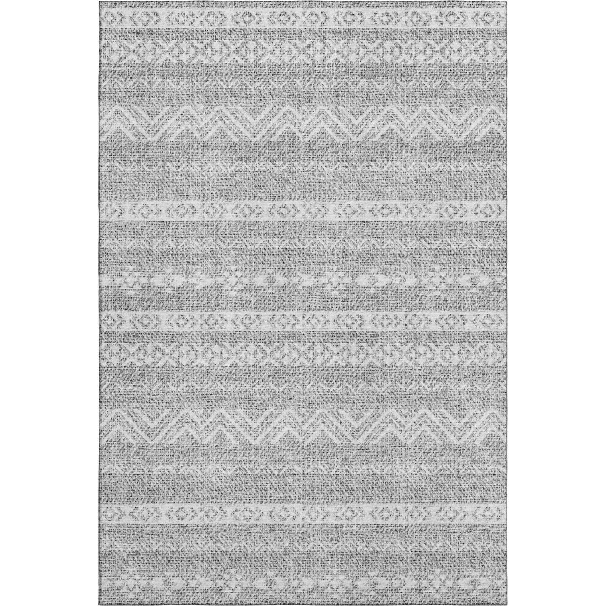 665896 9 x 12 ft. Gray & Silver Southwestern Transitional Washable Machine Made Rectangle Area Rug with UV Protection