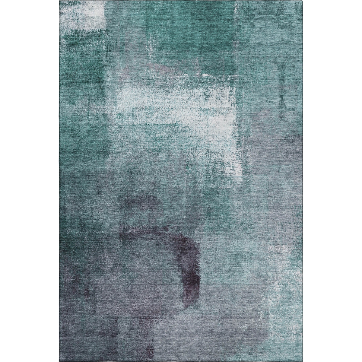 665302 10 x 14 ft. Teal Ivory & Purple Abstract Washable Machine Made Rectangle Area Rug with UV Protection