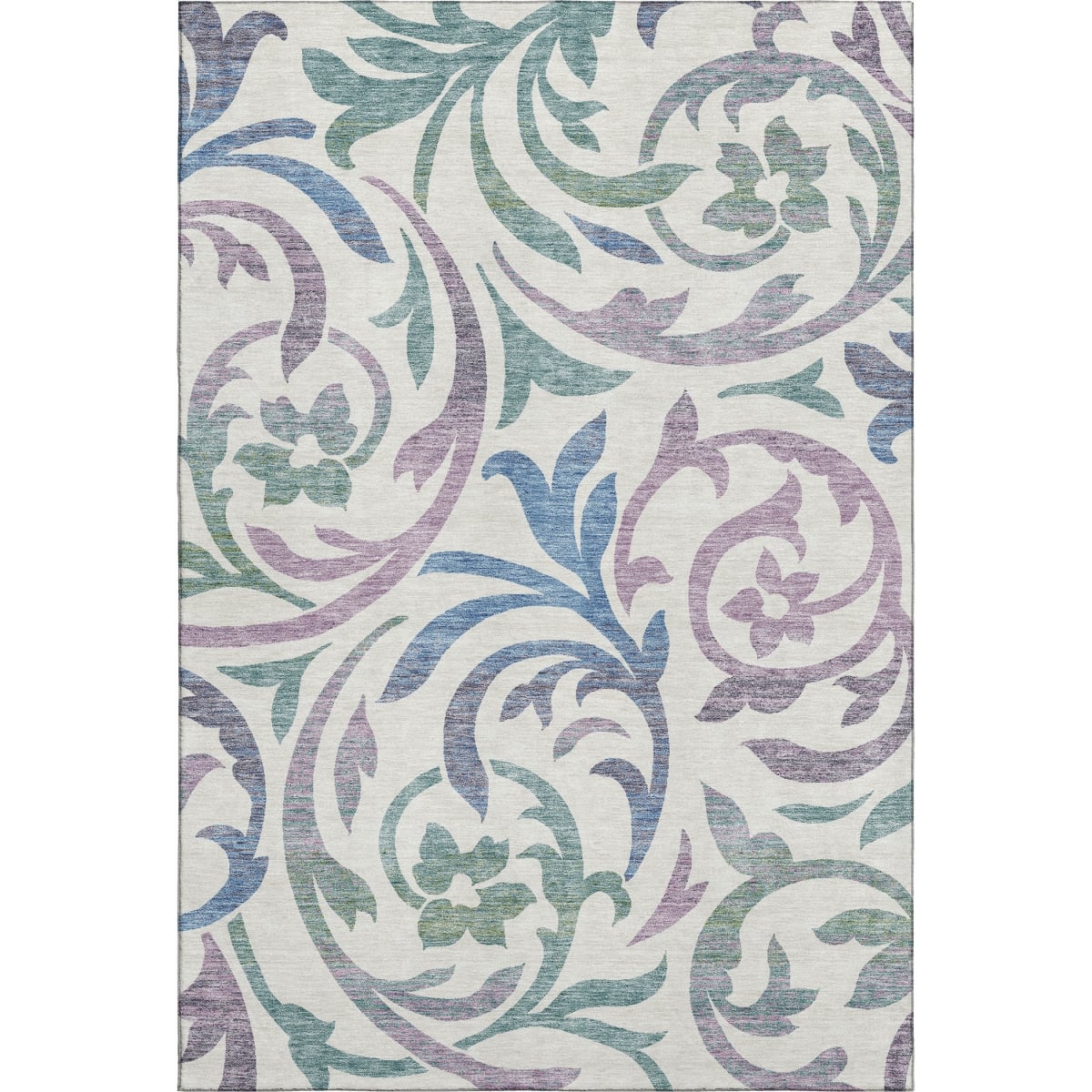 664157 9 x 12 ft. White Sage & Mauve Floral Washable Machine Made Rectangle Area Rug with UV Protection